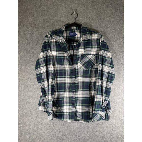 Pendleton Shirt Women Large Green Plaid Button Down Flannel Outdoor Hiking - Picture 1 of 7